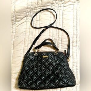 Kate Spade - Quilted Pebble Leather purse black gold chain Astor Court Rachelle